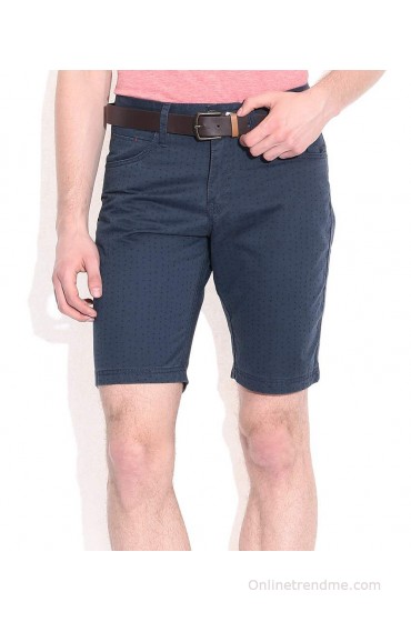 Celio Navy Cotton Printed Shorts